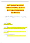 D334 Cryptography Exam  Set Questions With Reviewed  Correct Detailed Answers  New Update!! 