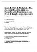 Exam 1 (Unit 2, Module 2 - Ch. 36 - Coordinating Care for Patients with Disorders of the Brain 2 Questions