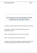 Civil Engineering Vocabulary Terms Questions & Answers 2025