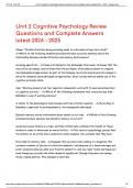 Unit 2 Cognitive Psychology Review Questions and Complete Answers latest 2024 - 2025.