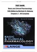 Test Bank for Basic and Clinical Pharmacology  14th Edition by Bertram G. Katzung  Chapters 1 - 66 Complete