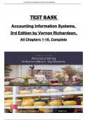 TEST BANK for Accounting Information Systems,  3rd Edition by Vernon Richardson,  All Chapters 1-18, Complete