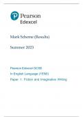 Mark Scheme (Results)  Summer 2023 Pearson Edexcel GCSE  In English Language (1EN0) Paper 1: Fiction and Imaginative Writing 2 E