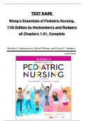 Test Bank for Wong’s Essentials of Pediatric Nursing,  11th Edition by Hockenberry and Rodgers  all Chapters 1-31, Complete