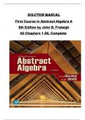 SOLUTION MANUAL for First Course in Abstract Algebra A  8th Edition by John B. Fraleigh  All Chapters 1-56, Complete