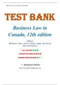 Test Bank For Business Law in Canada, 12th Edition by Richard A. Yates, All Chapters 1-15