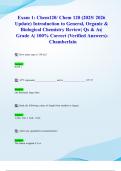 Exam 1: Chem120/ Chem 120 (2025/ 2026 Update) Introduction to General, Organic & Biological Chemistry Review| Qs & As| Grade A| 100% Correct (Verified Answers)- Chamberlain