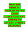 HESI RN MENTAL HEALTH V1- V3 EXAM Questions with 100% Correct Answers | Verified | Latest Update 2025