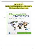 Solution Manual for Elementary Statistics: Picturing the World, 7th Edition by Larson All 1-11 Chapters Covered ,Latest Edition,