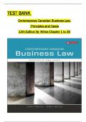 Test Bank For Contemporary Canadian Business Law 12th Edition By John A Willes, John H Willes All 1-35 Chapters Covered ,Latest Edition,