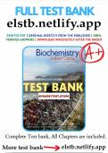 Test Bank - Biochemistry-A Short Course, 4th Edition (Tymoczko, 2019), Chapter 1-41 | All Chapters