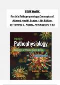 Test Bank for Porth's Pathophysiology Concepts of  Altered Health States 11th Edition  by Tommie L. Norris, All Chapters 1-52