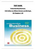 TEST BANK for Understanding Business,  13th Edition by William Nickels and McHugh,  All Chapters 1-20 