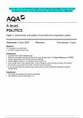 2024 AQA A-level POLITICS Paper 2 Government and politics of the USA and comparative politics JUNE Question Paper and Mark Scheme MERGED