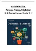 SOLUTION MANUAL  for Personal Finance, 14th Edition  By E. Thomas Garman, Chapter 1-17