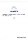 HED4808 Assignment 4 Portfolio (COMPLETE ANSWERS) 2025 - DUE 22 January 2025