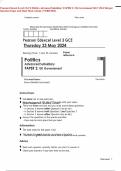 Pearson Edexcel Level 3 GCE Politics Advanced Subsidiary PAPER 2: UK Government MAY 2024 Merged Question Paper and Final Mark scheme {VERIFIED}