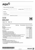 gcse aqa may 2024 higher tier biology paper 1 