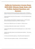 California Contractors License Exam 2025-2026: Ultimate Study Guide with Verified, Updated Questions and Answers