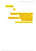 Test Bank For Strategic Management and Business Policy, Globalization, Innovation and Sustainability Sixteenth Edition, Global Edition