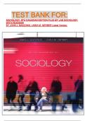 TEST BANK FOR: SOCIOLOGY, 8TH CANADIAN EDITION PLUS MY LAB SOCIOLOGY  WITH PEARSON BY JOHN J. MACIONIS, LINDA M. GERBER Latest Version.