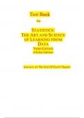 Test Bank For STATISTICS, THE ART AND SCIENCE OF LEARNING FROM DATA THIRD EDITION (Global Edition) Answers At The End Of Each Chapter