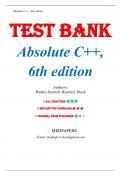 Test Bank - Absolute C++ 6th Edition (Savitch, 2015)