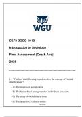 SOCG 1010 (WGU C273) Introduction to Sociology FA 2025.