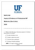 NUR 3169 (UF-AGPCNP) Inquiry & Evidence in Professional NP Midterms (Qns & Ans) 2025.NUR 3169 (UF-AGPCNP) Inquiry & Evidence in Professional NP Midterms (Qns & Ans) 2025.