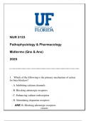 NUR 3123 (UF-AGPCNP) Pathophysiology & Pharmacology Midterms (Qns & Ans) 2025.