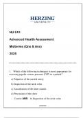 NU 610 (HU-AGACNP) Advanced Health Assessment Midterms (Qns & Ans) 2025