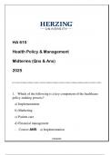 HA 610 (HU-AGACNP) Health Policy & Management Midterms (Qns & Ans) 2025.