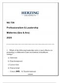 NU 726 (HU-AGACNP) Professionalism & Leadership Midterms (Qns & Ans) 2025.