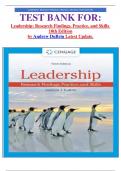 TEST BANK FOR: Leadership: Research Findings, Practice, and Skills  10th Edition by Andrew DuBrin Latest Update. 