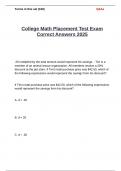 College Math Placement Test Exam Correct Answers 2025