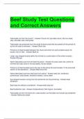 Beef Study Test Questions and Correct Answers 