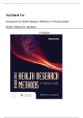 Test Bank - Introduction to Health Research Methods: A Practical Guide 3rd Edition ( Jacobsen, 2020) All Chapters 1-42| Latest Edition