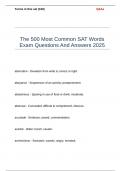 The 500 Most Common SAT Words Exam Questions And Answers 2025