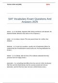 SAT Vocabulary Exam Questions And Answers 2025