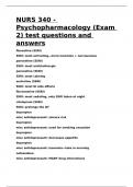 NURS 340 - Psychopharmacology (Exam 2) test questions and answers.