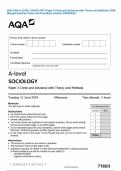 2024 AQA A-LEVEL SOCIOLOGY Paper 3 Crime and Deviance with Theory and Methods JUNE Merged Question Paper and Final Mark scheme {VERIFIED}