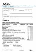 BUNDLE>>>AQA  AS -LEVEL FRENCH 2024 Question Paper and Final Mark scheme Complete Set  