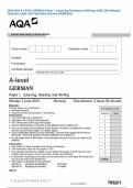 BUNDLE>>>AQA  A-level GERMAN 2024 Question Paper and Final Mark scheme Complete Set  