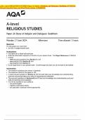 AQA A-level RELIGIOUS STUDIES Paper 2A Study of Religion and Dialogues: Buddhism JUNE 2024 Merged Question Paper and Final Mark scheme {VERIFIED}