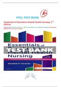 Test Bank for Essentials of Psychiatric Mental Health Nursing, 3rd Edition by Elizabeth M. Varcarolis  / 9780323415378 /Complete Guide Chapter Included| Latest Test Bank 100% Veriﬁed Answers with rationales | LATEST