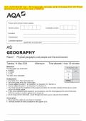 BUNDLE>>>AQA  AS GEOGRAPHY 2024 Question Paper and Final Mark scheme Complete Set  