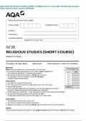 AQA GCSE RELIGIOUS STUDIES (SHORT COURSE) Section 3 Islam MAY 2024 Merged Question Paper and Final Mark scheme {VERIFIED}