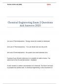 Chemical Engineering Exam 2 Questions And Answers 2025