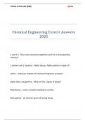 Chemical Engineering Correct Answers 2025