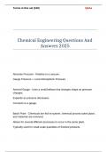 Chemical Engineering Questions And Answers 2025